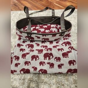Thirty-One Burgundy and Gray Elephant Tote